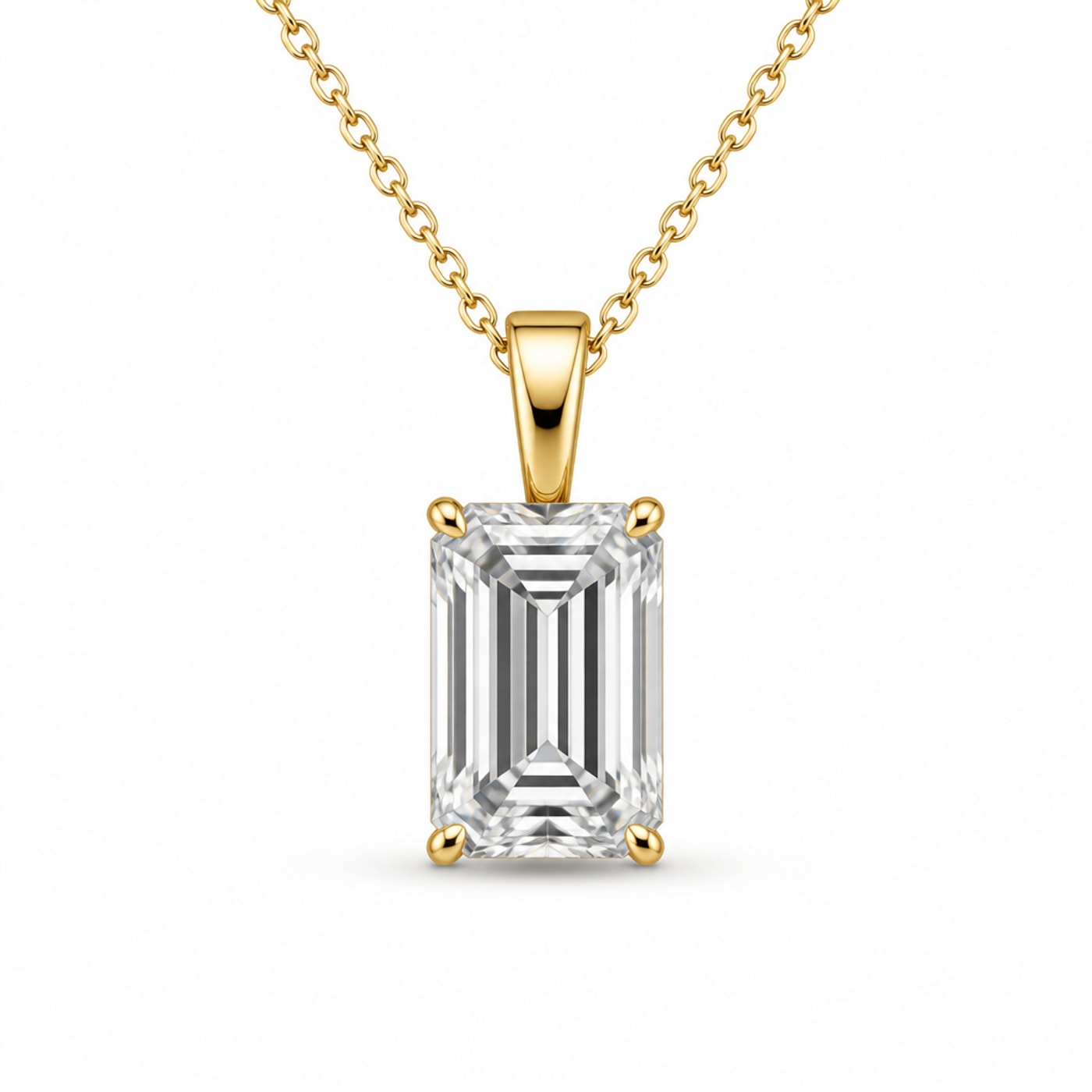 Подвеска Emerald-Cut Solitaire в жёлтом золоте 18K